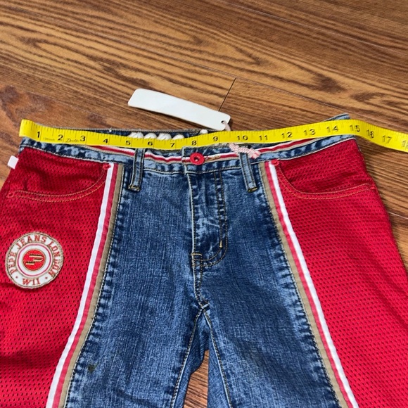 NWT Deadstock Y2K Pepe Red Jersey Embroidered Street Jeans Denim Pants Size 29 - Picture 4 of 13